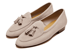 Sagan Classic Tassel Loafers in Albâtre Asteria Suede