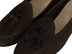 Sagan Classic Tassel Loafers in Lusitanias Dark Brown Asteria Suede