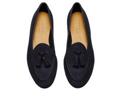 Sagan Classic Tassel Loafers in Midnight Navy Asteria Suede