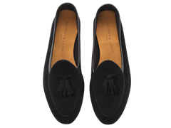 Sagan Classic Tassel Loafers in Obsidian Black Asteria Suede