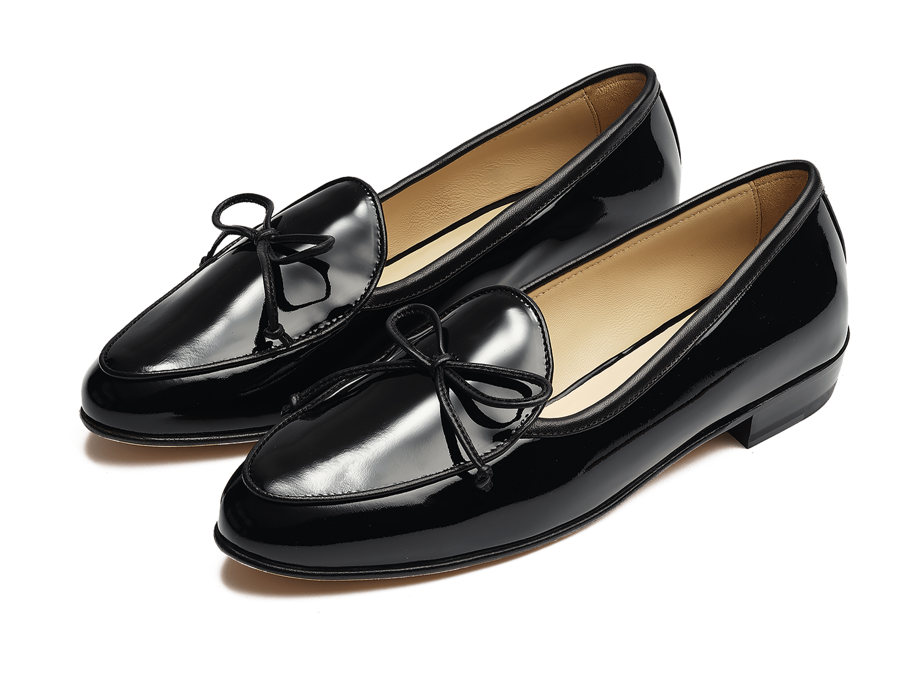 Sagan String Loafers in Black Soft Patent