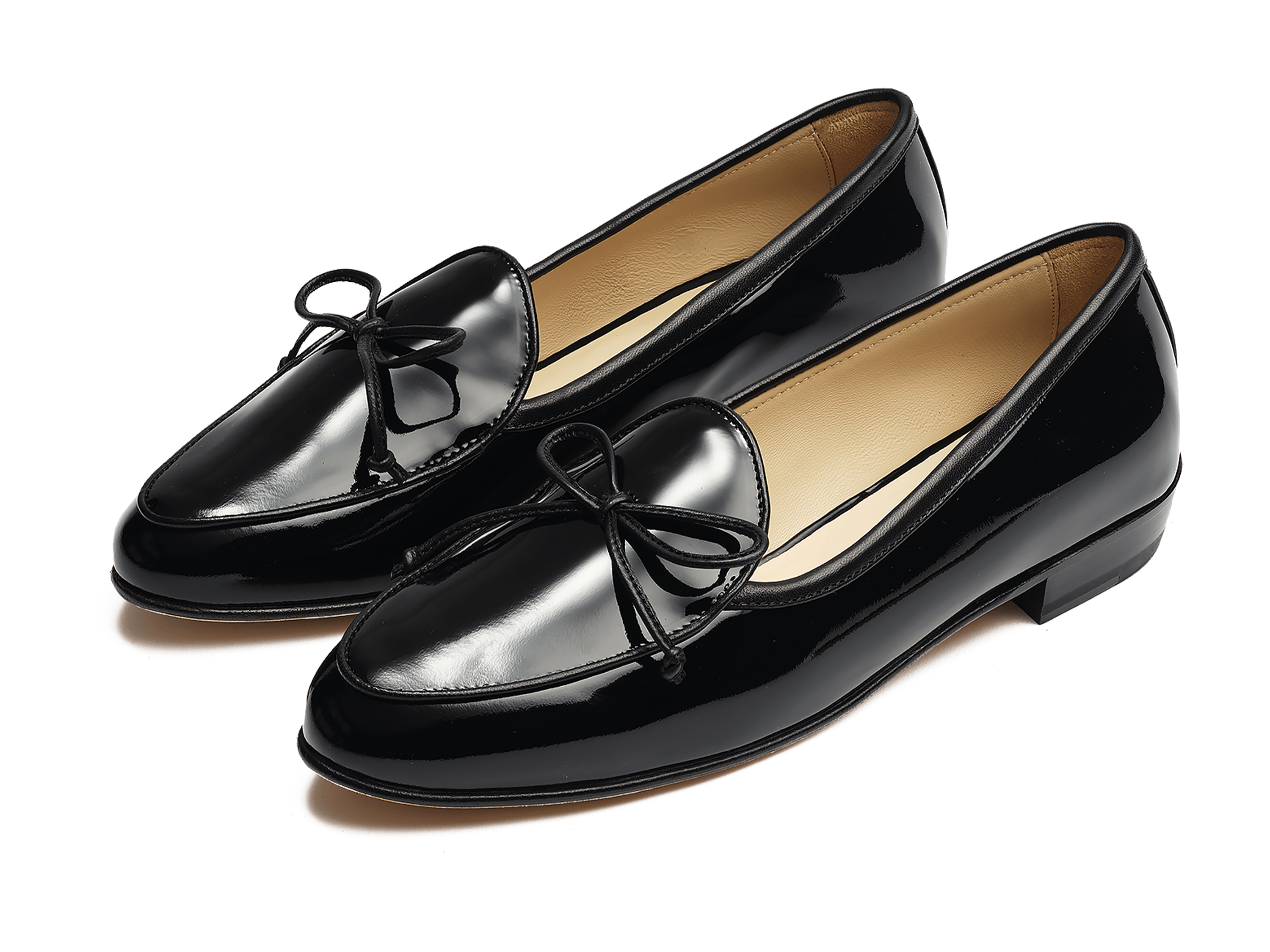 Sagan String Loafers in Black Soft Patent