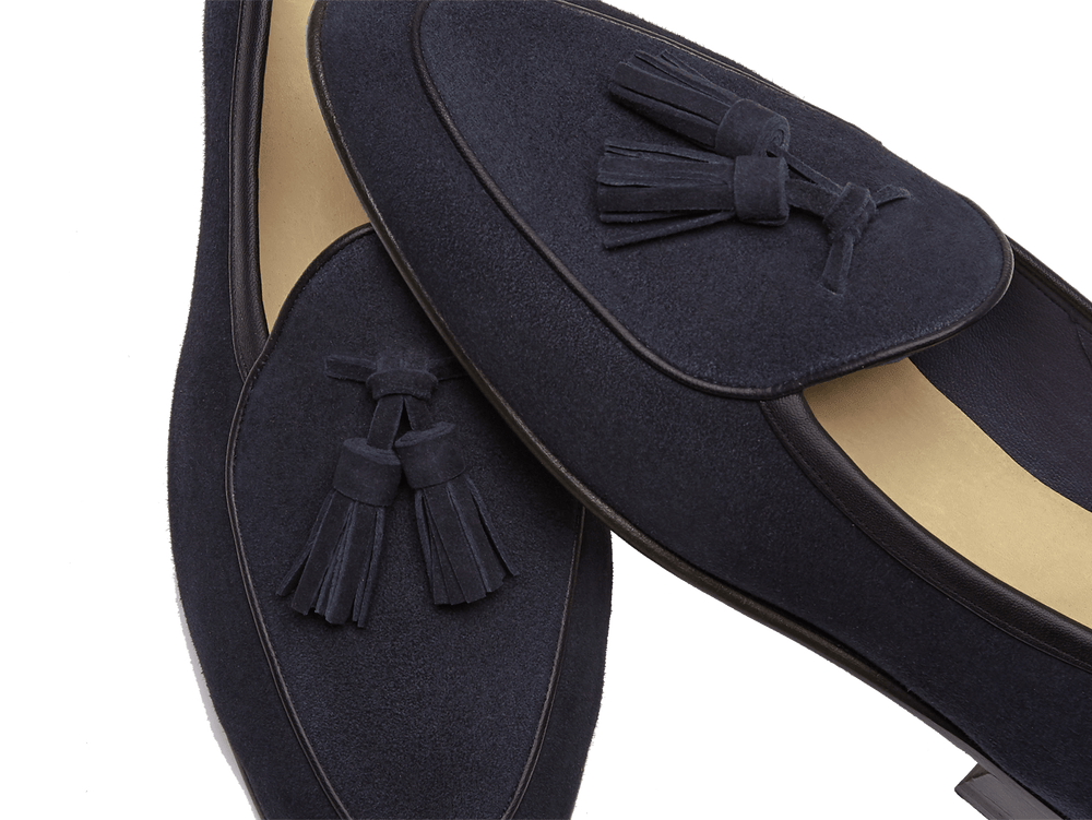 Sagan Classic Tassel Loafers in Midnight Navy Suede