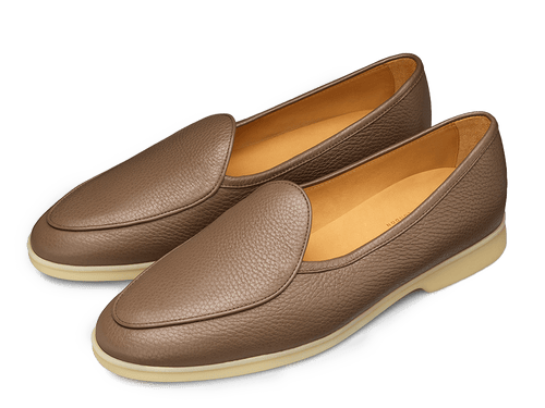 Stride Loafers in Silt Brown Deerskin Natural Sole