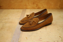 Sagan Classic Tassel Loafers in Light Brown Suede