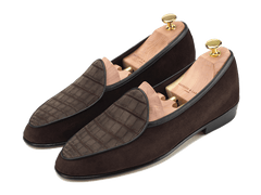 Brown Suede Alligator Loafers