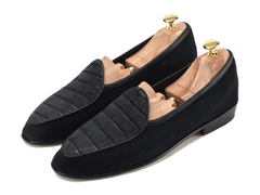 Black Suede & Alligator Loafers