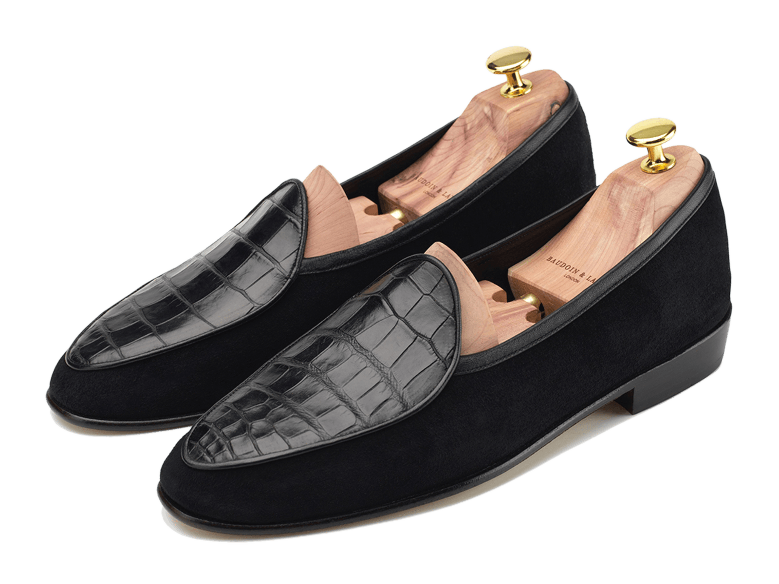 Classic Black Suede and Alligator Loafers