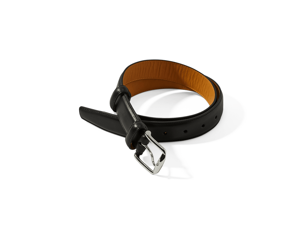 Sagan Belt Buckle in Black Marmo Calf with Silver Buckle (4375607312461)