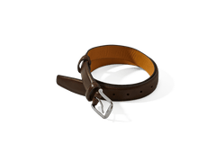 Sagan Belt Buckle in Dark Oak Marmo Calf with Silver Buckle (4375607279693)