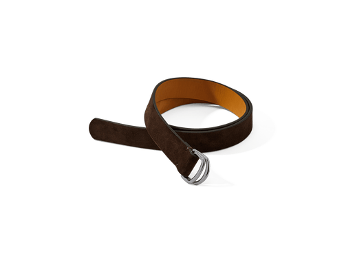 Sagan Belt Rings in Dark Brown Glove Suede with Silver Rings (4375607705677)