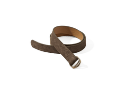 Sagan Belt Rings in Greige Glove Suede with Pale Gold Rings (4375607607373)