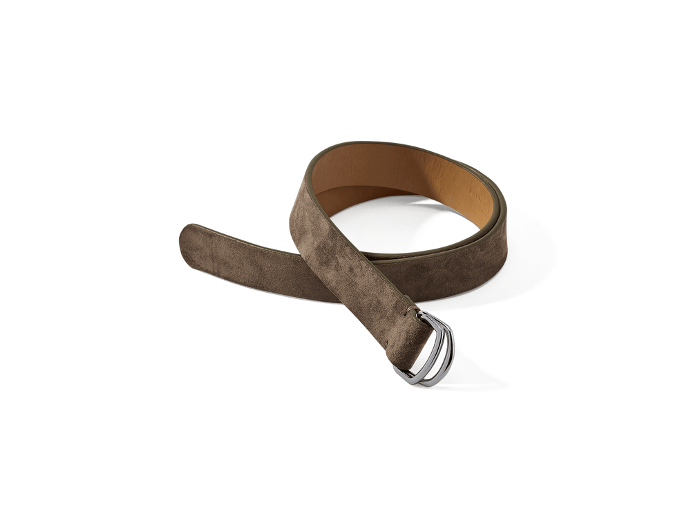 Sagan Belt Rings in Greige Glove Suede with Silver Rings (4375607771213)