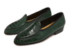 Sagan Classic Precious Leather Loafers in Cedar Green Crocodile