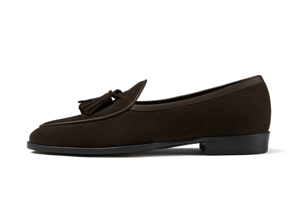 PHIGVEL ★TASSELED LOAFER ★8 1/2 ★D.BROWN Zamszowe Loafersy - Partenope Napoli | Buty Męskie