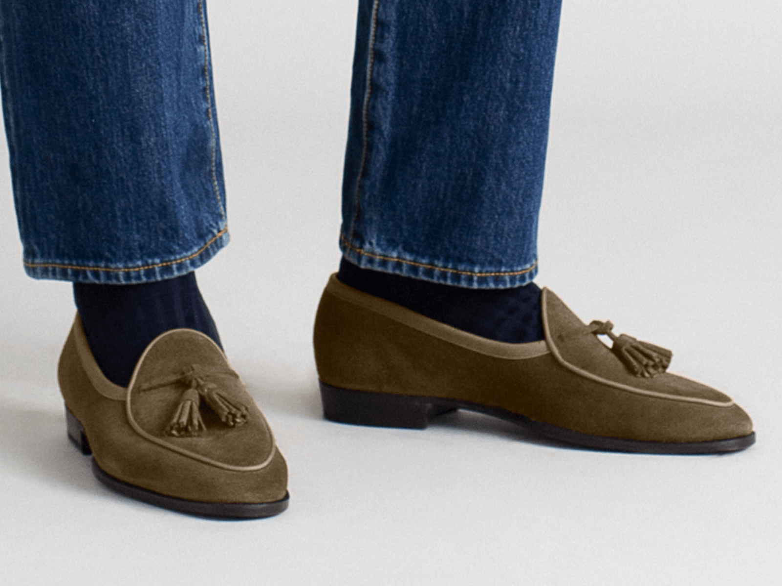 Grand Seine Tassel Loafers in Hazel Noble Suede