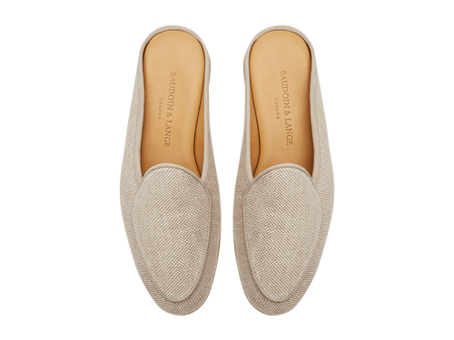Stride Mule Loafers in Sand Linen Natural Sole