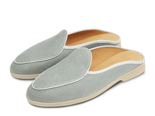 Stride Mule Loafers in Celadon Linen Natural Sole
