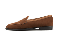 Grand Fenelon Penny Loafers in Tan Noble Suede