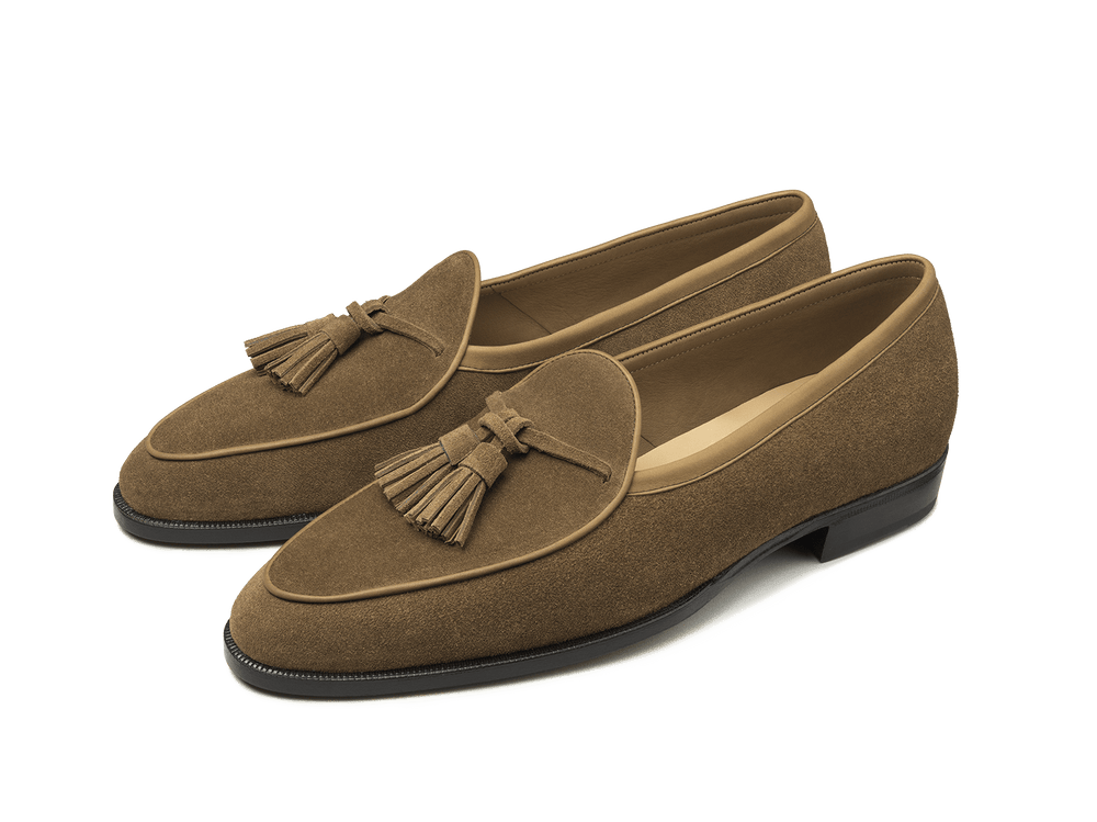 Grand Seine Tassel Loafers in Hazel Noble Suede