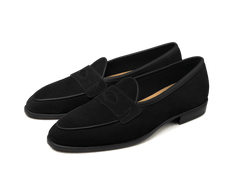 Grand Fenelon Penny Loafers in Black Noble Suede