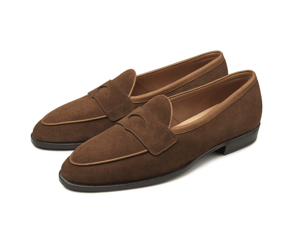 Grand Fenelon Penny Loafers in Tan Noble Suede