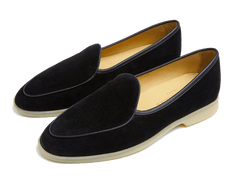 Black Suede Loafers Natural Sole 