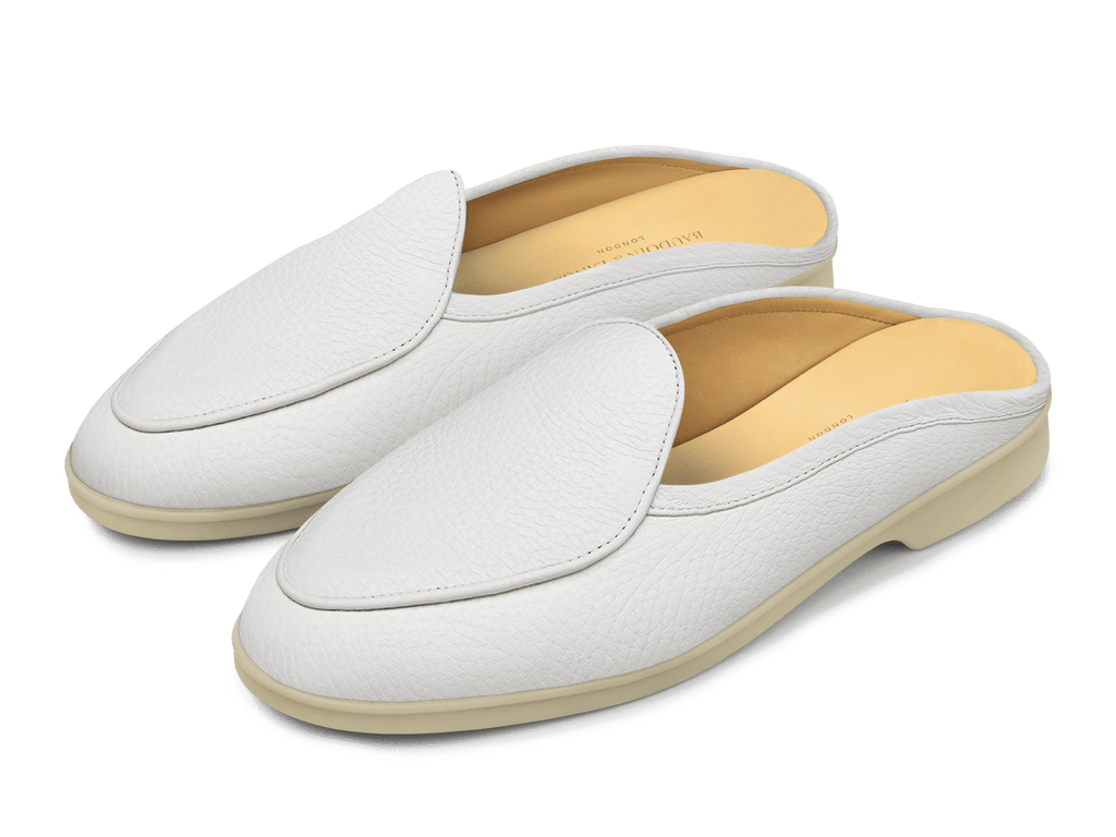 Stride Mule Loafers in Blanc Casse Deerskin Natural Sole