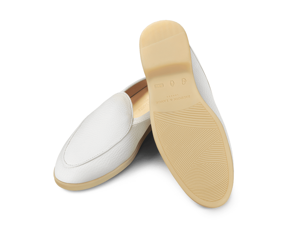 Stride Mule Loafers in Blanc Casse Deerskin Natural Sole