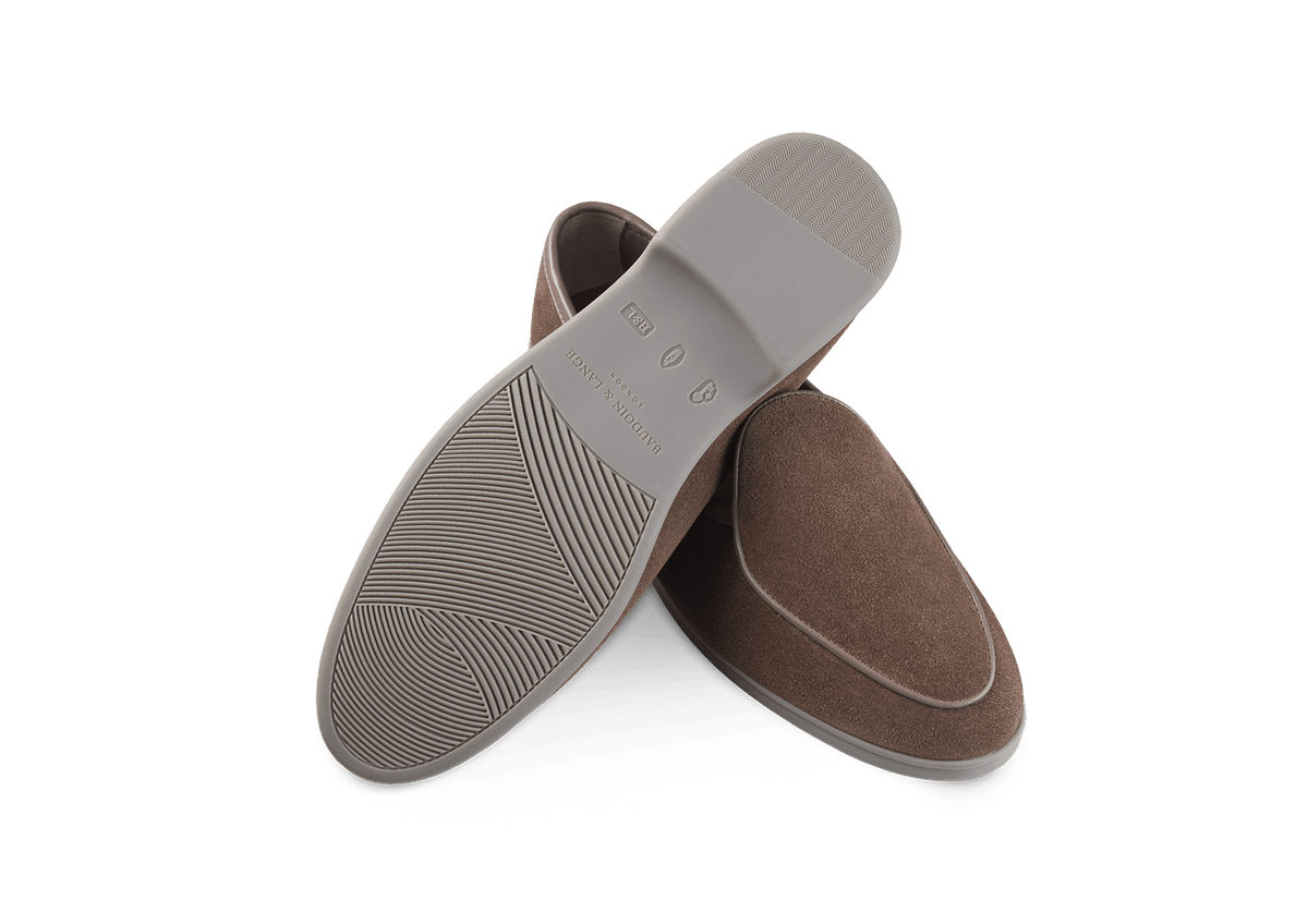 Stride Loafers in Deep Taupe Glove Suede Grey Sole