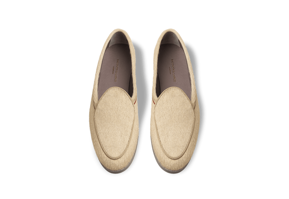 Stride Loafers in Tundra Gold Calf Hair Grey Sole