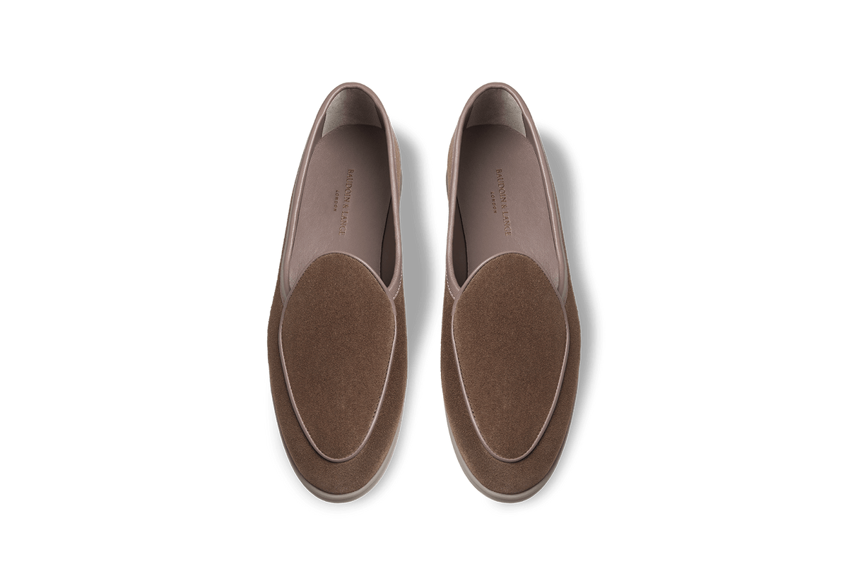 Stride Loafers in Deep Taupe Glove Suede Grey Sole