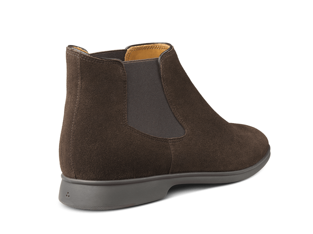 Rover Boots in Dark Brown Suede Taupe Sole