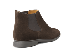 Rover Boots in Dark Brown Suede Taupe Sole
