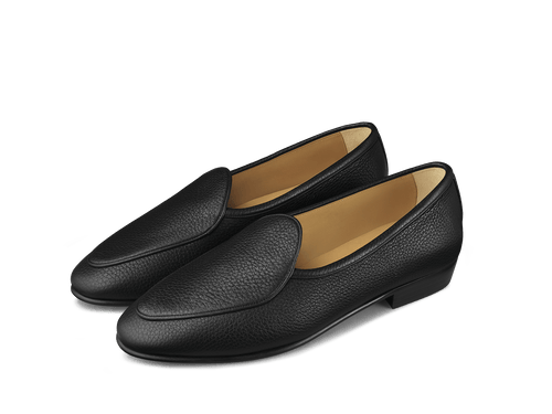 Plain Loafers Black Deerskin