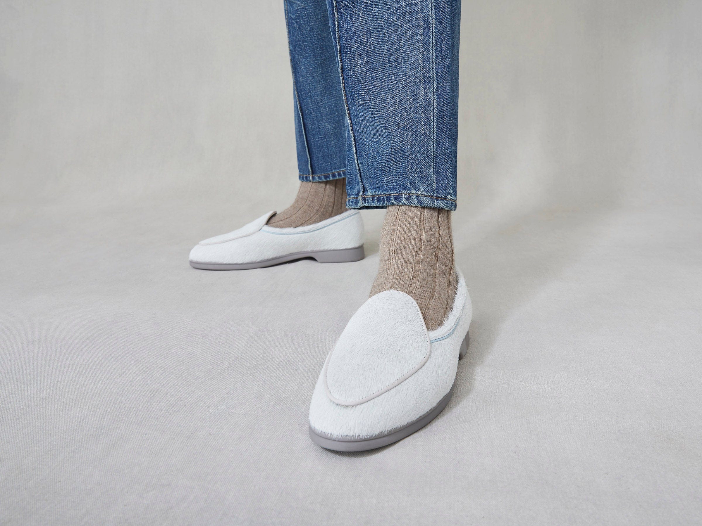 Stride Loafers in Neige Calf Hair