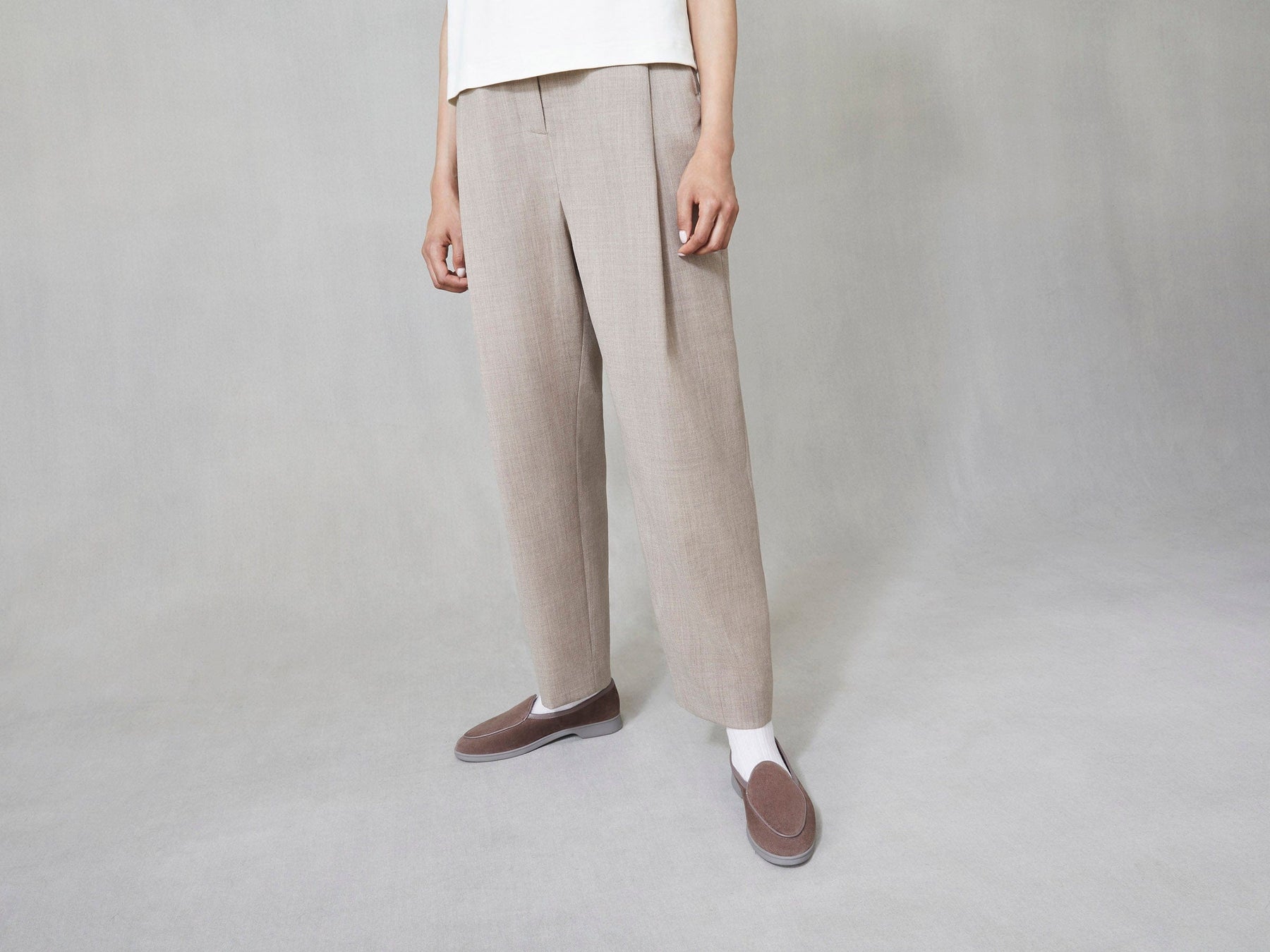 Stride Loafers in Deep Taupe Glove Suede Grey Sole