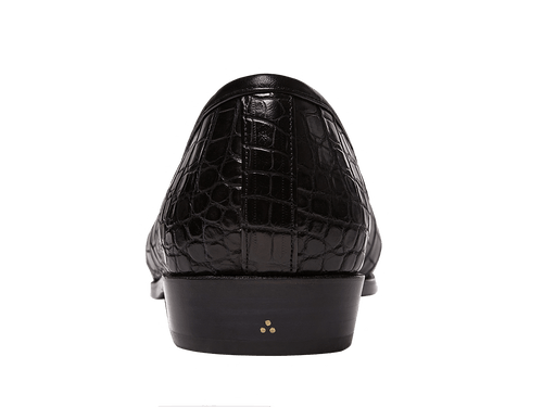 Sagan Ginkgo Precious Leather Loafers in Obsidian Black Crocodile