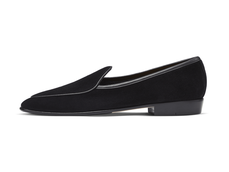 Classic Plain Men's Loafers in Obsidian Black Suede – Baudoin & Lange