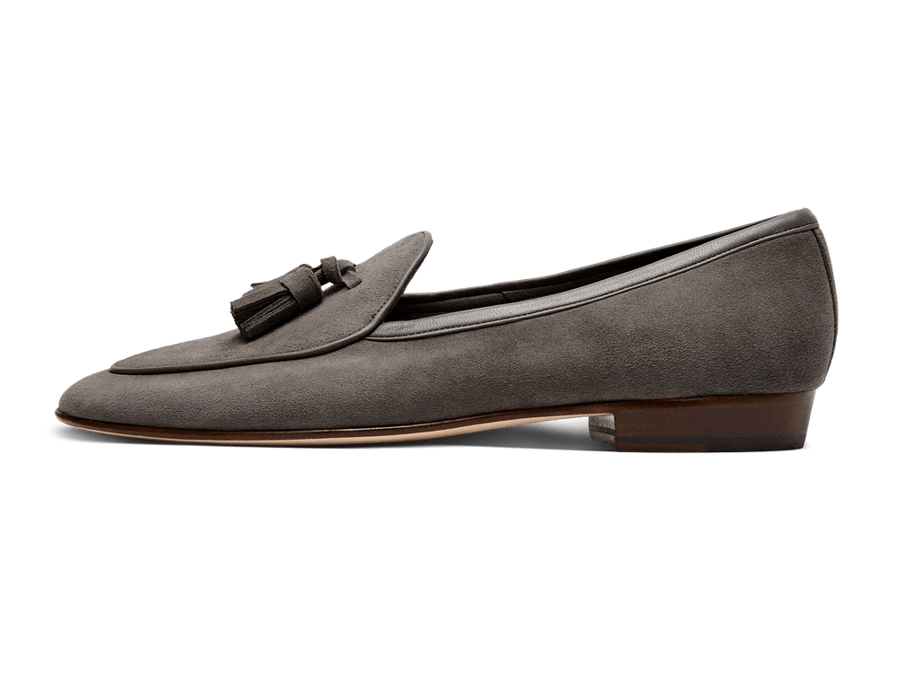 Sagan Classic Tassel Loafers in Bark Grey Asteria Suede