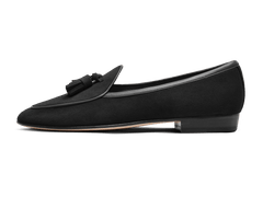 Sagan Classic Tassel Loafers in Black Asteria Suede