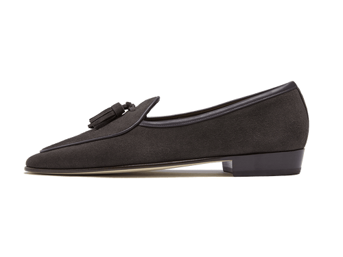 Sagan Classic Tassel Loafers in Bark Grey Suede