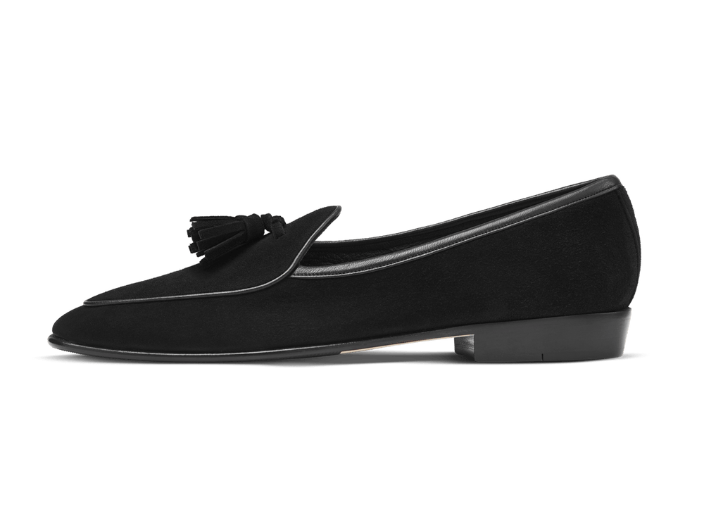 Sagan Classic Tassel Loafers in Obsidian Black Suede
