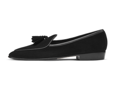 Sagan Classic Tassel Loafers in Obsidian Black Asteria Suede