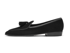 Sagan Classic Tassel Loafers in Obsidian Black Suede