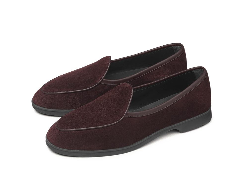 Oxblood Red Glove Suede Womens Loafers