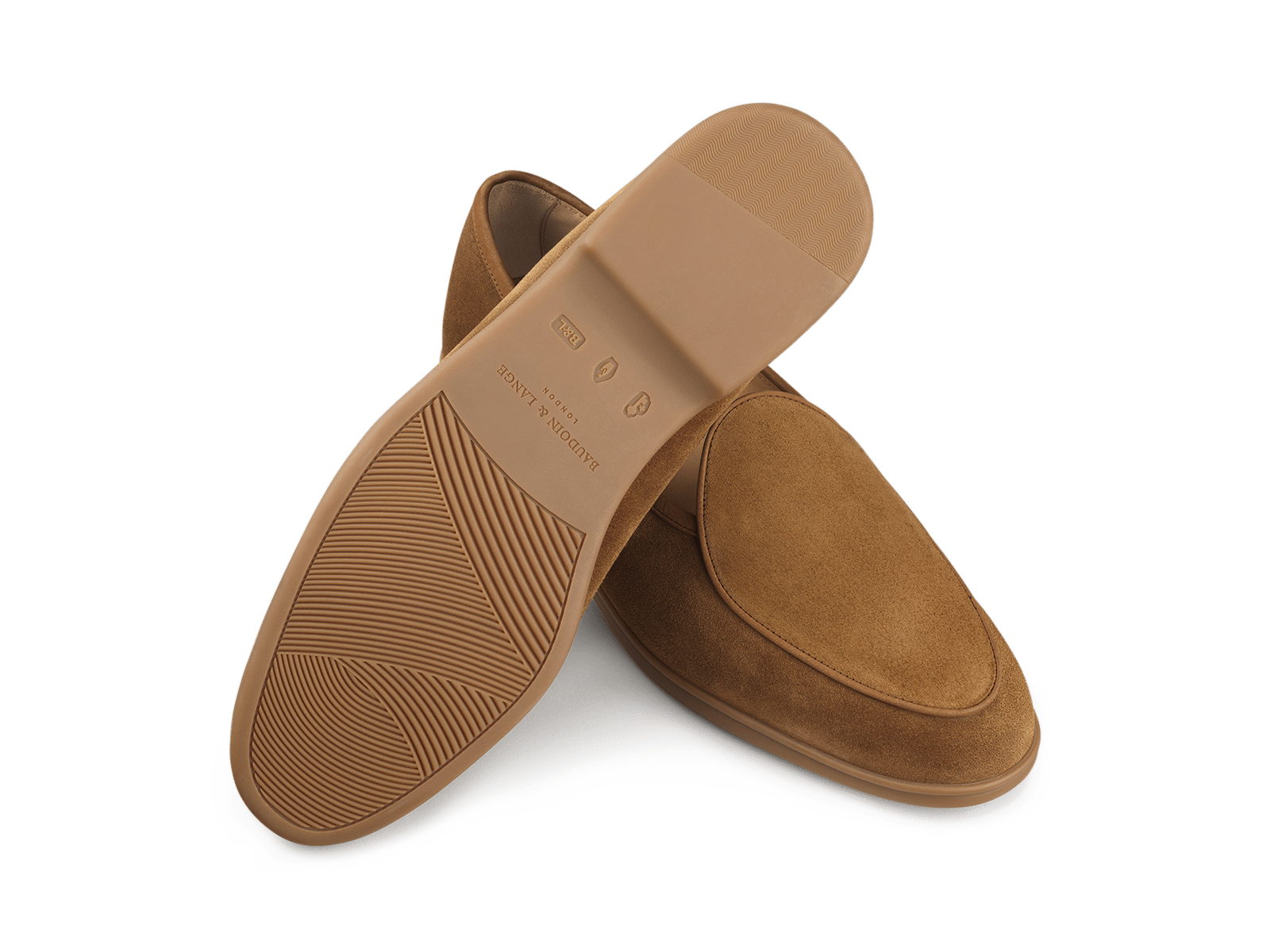 Stride Loafers in Earth Glove Suede Caramel Sole Baudoin Lange