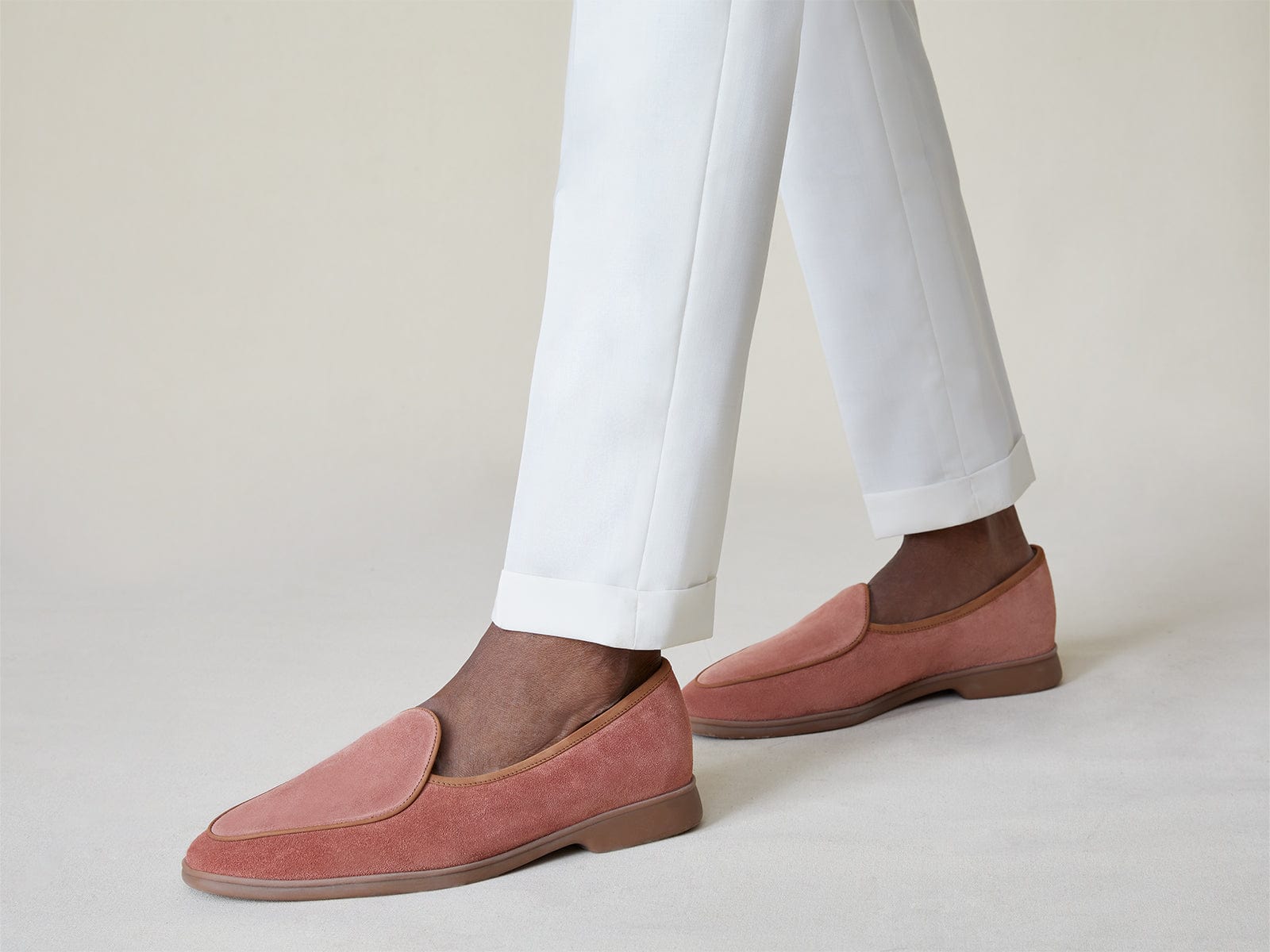 Stride Loafers in Orange Glove Suede Caramel Sole