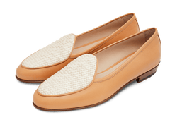 Sagan Loafers in Off White Micro Weave and Natural Baby Calf