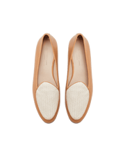 Sagan Loafers in Off White Micro Weave and Natural Baby Calf
